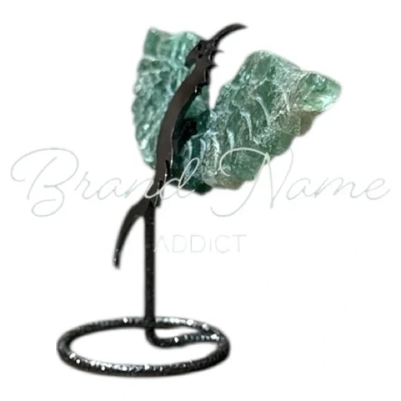 Raw Serpentine Mini Wing Metal Dragon Stand - Picture 3 of 5